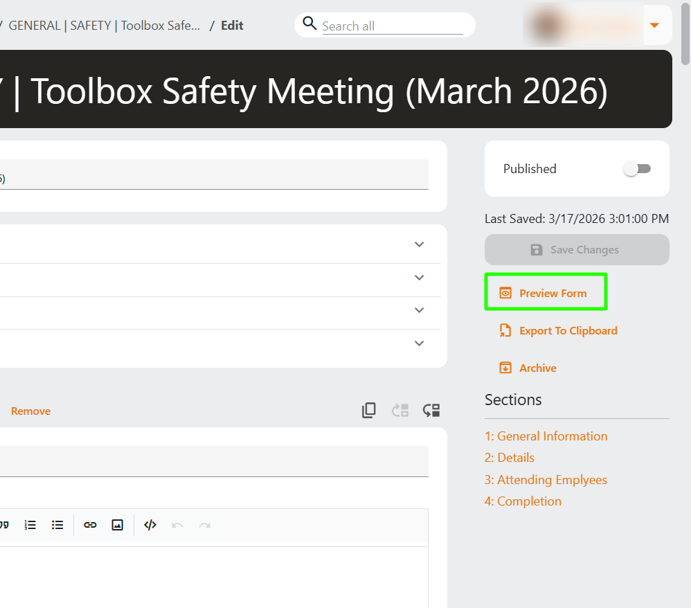 Create a Project Form